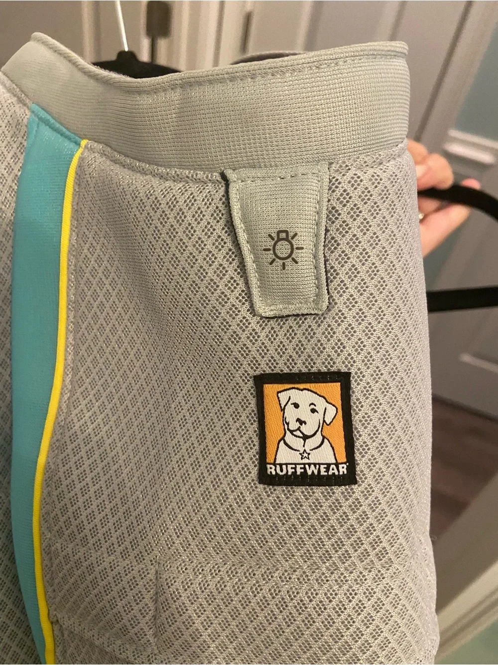 RuffWear Swamp Cooler Dog Vest - Light Gray with Aqua Trim